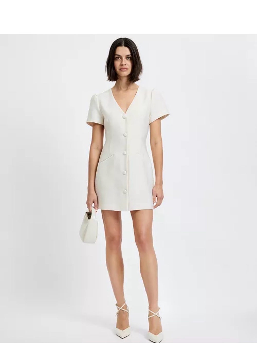 French Connection Women's Structured Taffeta V-Neck Mini Dress nwt
